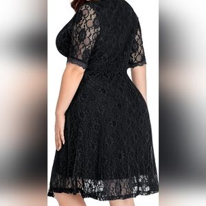 Nemidor Women's Scooped Neckline Floral lace Top Plus Size Cocktail Party Dress